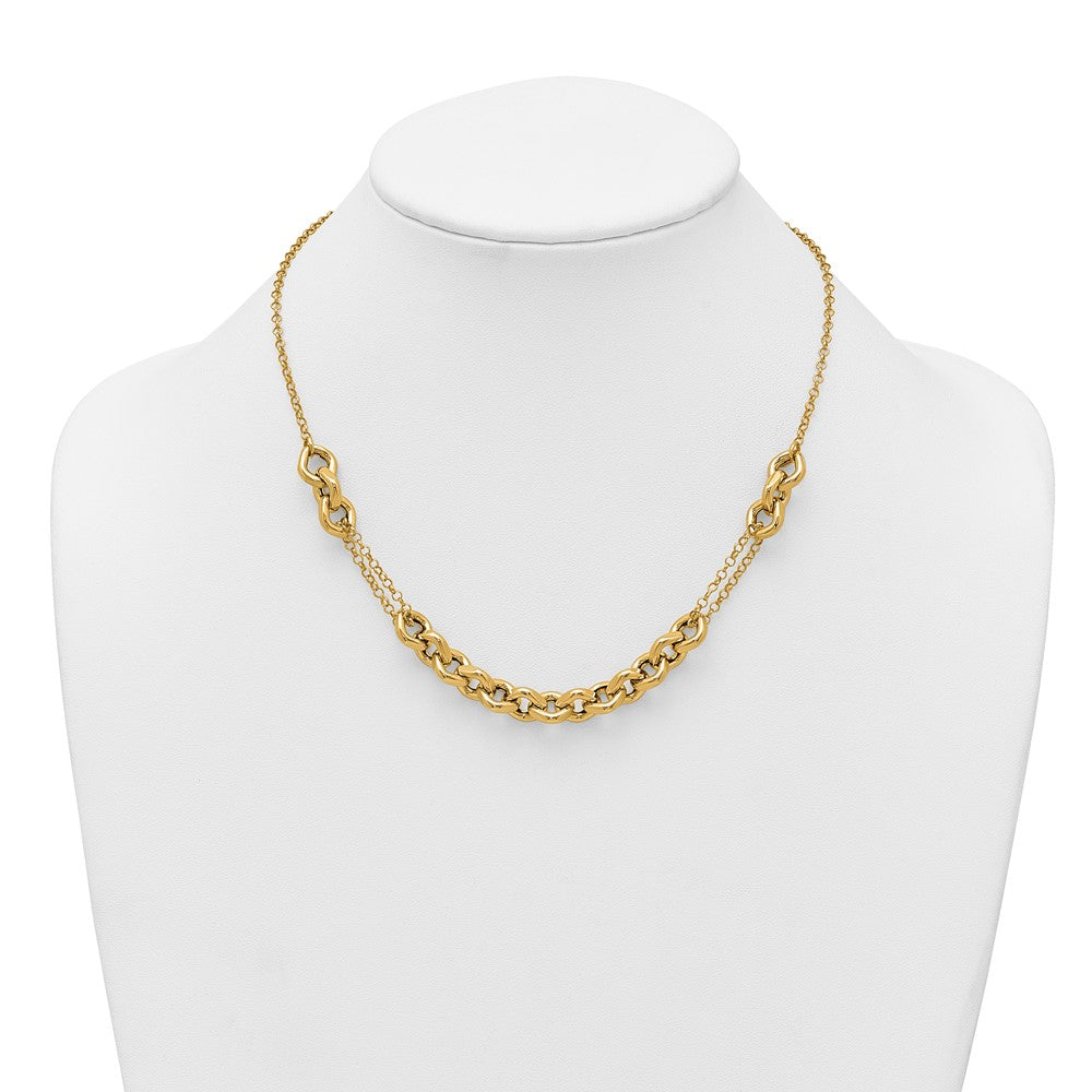 14K Yellow Gold Polished Fancy Multi Link Chain 18 Inch Necklace