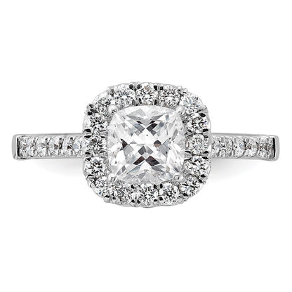 True Origin 14K White Gold 1/2 carat Lab Grown Diamond VS+ F+ Semi-Mount Cushion Halo Engagement Ring