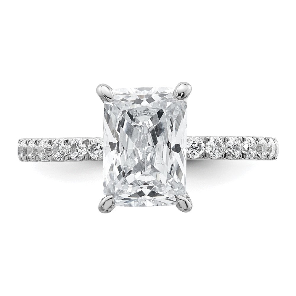 14K White Gold 2 3/8 carat Certified Lab Grown Diamond VS/SI+ G+ Radiant Complete Solitaire with Flair Engagement Ring
