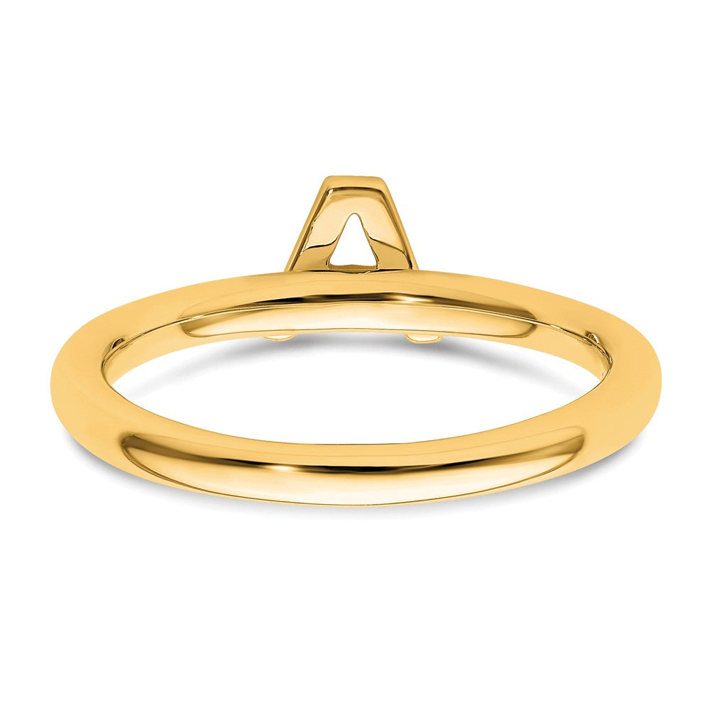 14K Yellow Gold Stackable Diamond Initial A Size 7 Ring