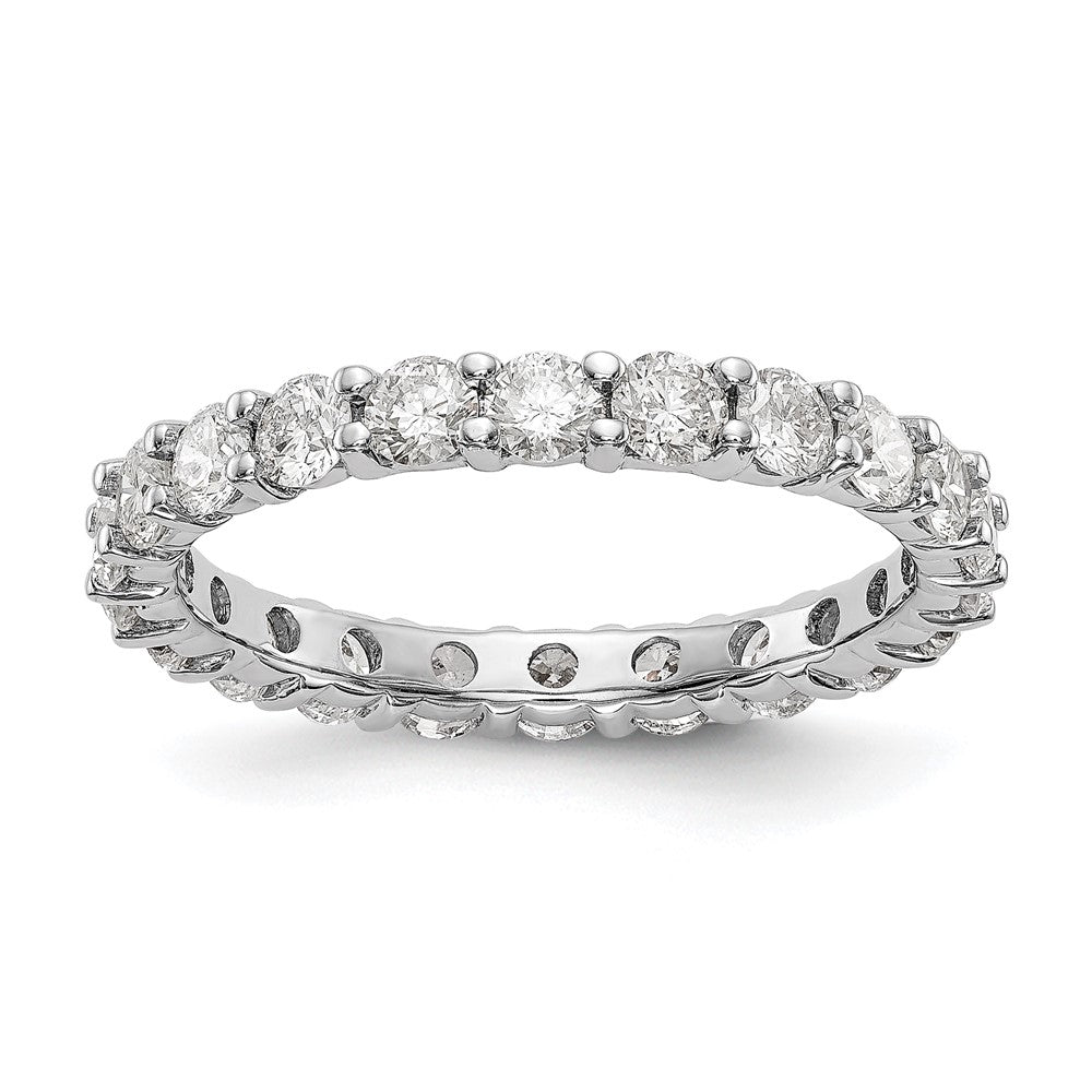 14K White Gold Polished Shared Prong 2ct VS Diamond Eternity Wedding Band Ring