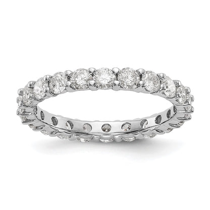 14K White Gold Polished Shared Prong 2ct VS Diamond Eternity Wedding Band Ring