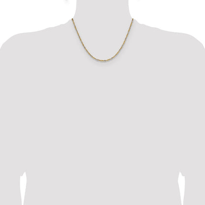 14K Yellow Gold with Rhodium 1.9mm Singapore 18 Inch Chain