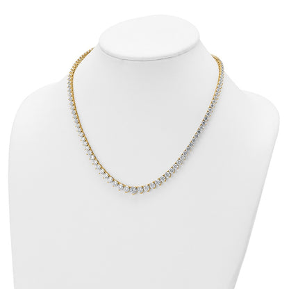 14K Yellow Gold 26 3/4 carat Certified Lab Grown Diamond VS+ F+ Complete Round 18 Inch Graduated Tennis Necklace
