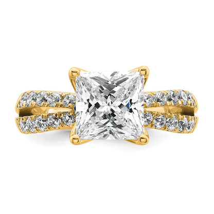 True Origin 14K Yellow Gold 2 5/8 carat Lab Grown Diamond VS+ F+ Complete Princess Engagement Ring