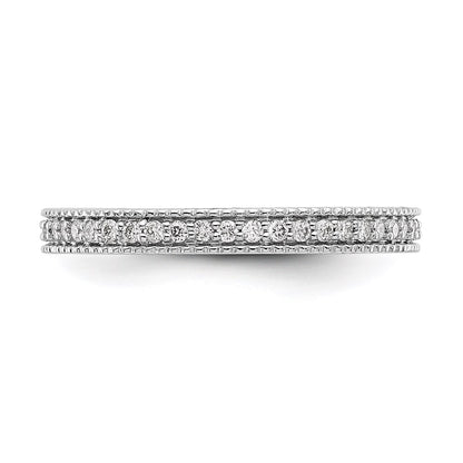 14K White Gold Polished 1/3CT Milgrain Edge Diamond Eternity Wedding Band Ring