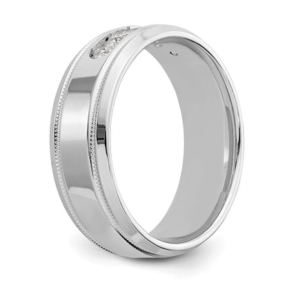 True Origin 14K White Gold 1/2 carat Lab Grown Diamond VS+ F+ Size 9 Complete Bevel Miligrain Wedding Band Ring