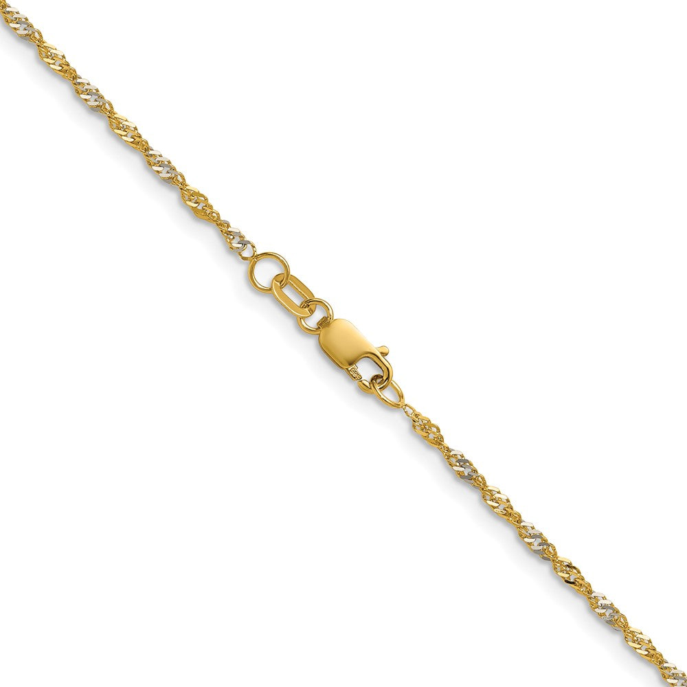 14K Yellow Gold with Rhodium 1.65mm Singapore 18 Inch Chain