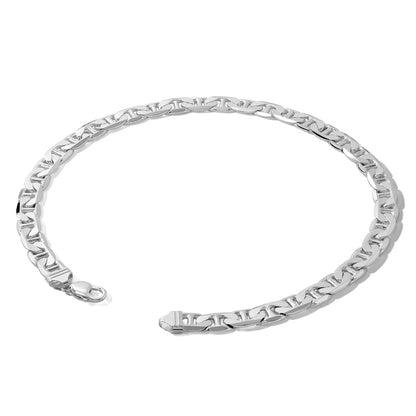 Sterling Silver Rhodium-plated 9.5mm Flat Anchor 22 Inch Chain