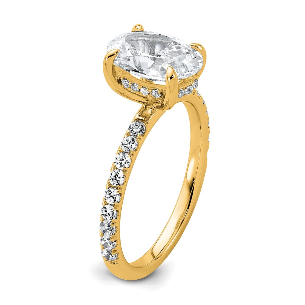 14K Yellow Gold 2 5/8 carat Certified Lab Grown Diamond VS+ F+ Oval Complete Solitaire with Flair Engagement Ring