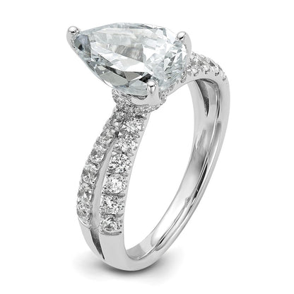 True Origin 14K White Gold 2 5/8 carat Lab Grown Diamond VS+ F+ Complete Pear Engagement Ring