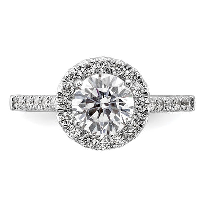 True Origin 14K White Gold 1/2 carat Lab Grown Diamond VS+ F+ Semi-Mount Round Halo Engagement Ring