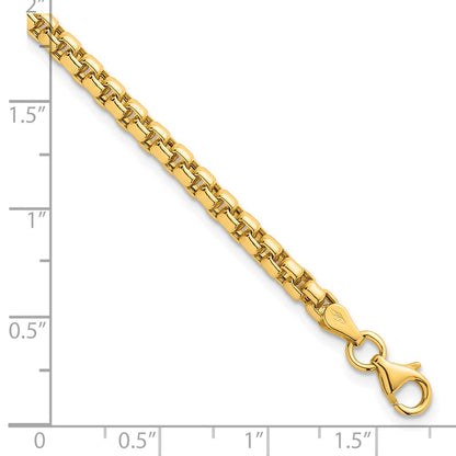 14K Yellow Gold Polished 3.5mm Rounded Box Chain 8.5 Inch Mens Bracelet