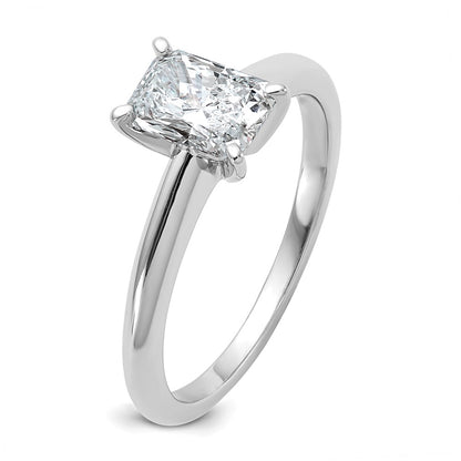 14K White Gold 1 carat Certified Lab Grown Diamond VS+ F+ Radiant Solitaire Complete Engagement Ring
