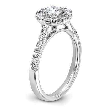 True Origin 14K White Gold 1 carat Lab Grown Diamond VS+ F+ Complete Halo Engagement Ring