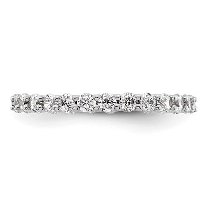14K White Gold Polished Size 6.5 Shared Prong 1 carat Diamond Complete Eternity Wedding Band Ring