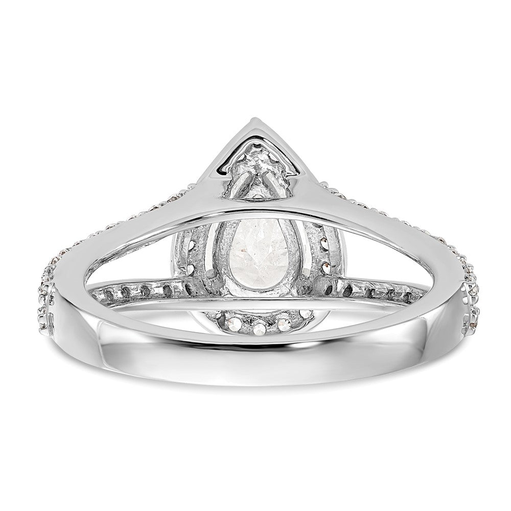 True Origin 14K White Gold 5/8 carat Lab Grown Diamond VS/SI  D E F  Semi Mount Pear Halo Engagement Ring