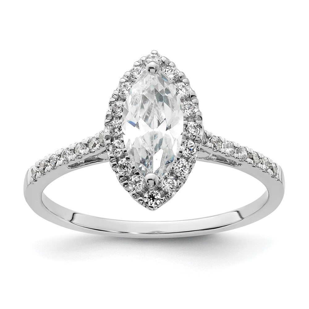 14K White Gold Halo (Holds 3/4 carat (9.0x4.5mm) Marquise Center) 1/3 carat Diamond Semi-mount Engagement Ring