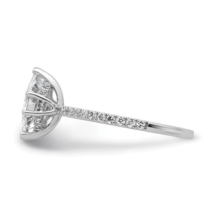 14K White Gold 1 3/8 carat Certified Lab Grown Diamond VS+ F+ Marquise Complete Solitaire with Flair Engagement Ring