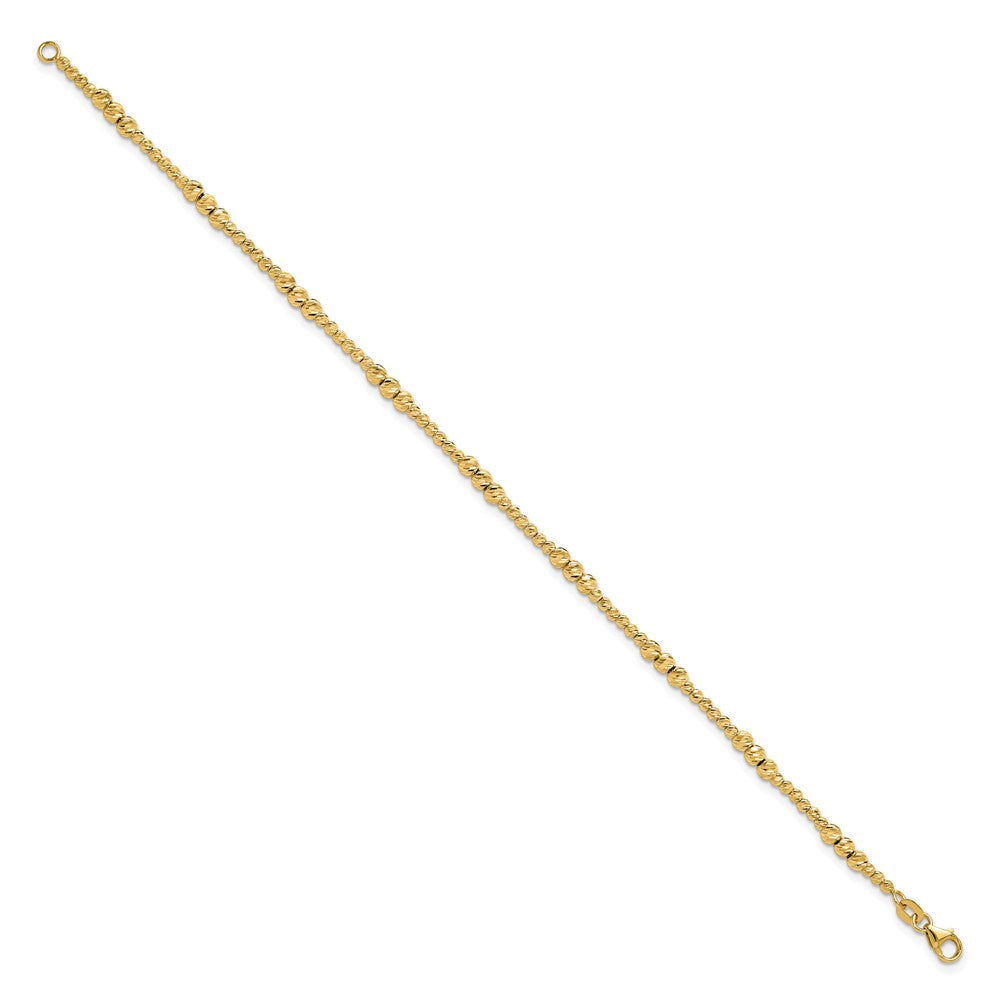 14K Yellow Gold Diamond-cut Beaded 7.5 Inch Bracelet