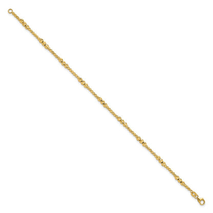 14K Yellow Gold Diamond-cut Beaded 7.5 Inch Bracelet