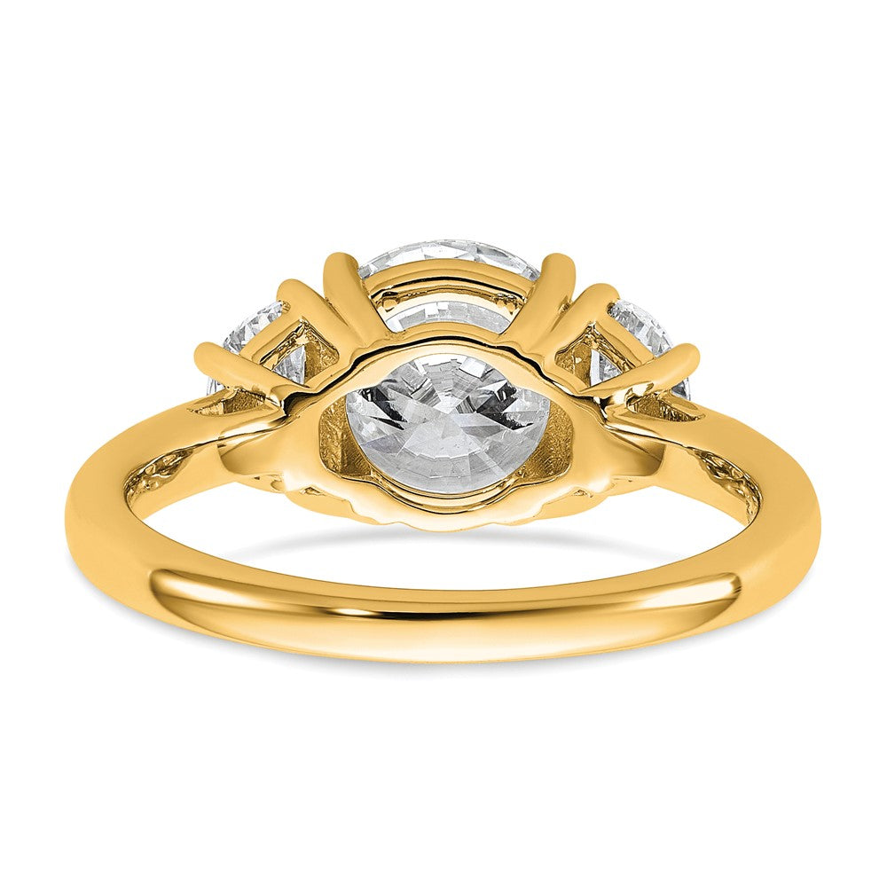 14K Yellow Gold 2 1/2 carat Certified Lab Grown Diamond VS+F+ Round Complete Three Stone Engagement Ring