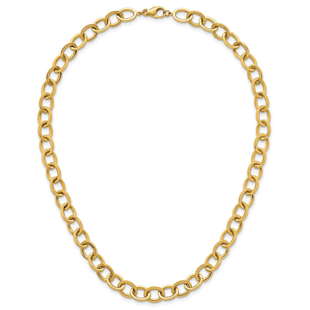 14K Yellow Gold Polished 9mm Round Cable Chain 18 Inch Necklace