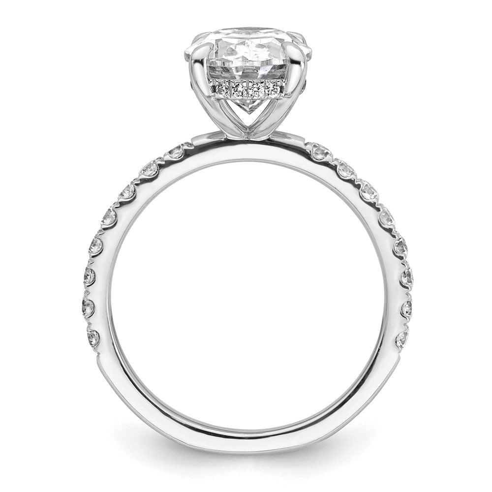 14K White Gold 3 1/2 carat Certified Lab Grown Diamond VS/SI+ G+ Oval Complete Solitaire with Flair Engagement Ring
