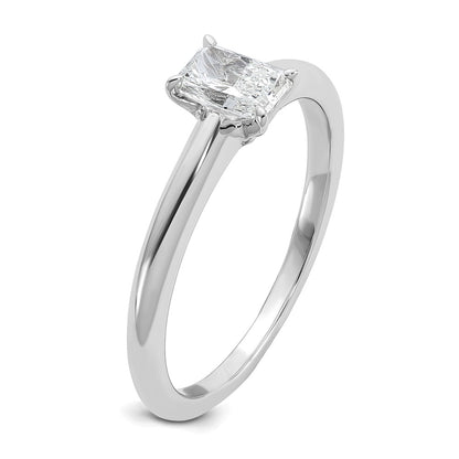 14K White Gold 1/2 carat Certified Lab Grown Diamond VS+ F+ Radiant Solitaire Complete Engagement Ring