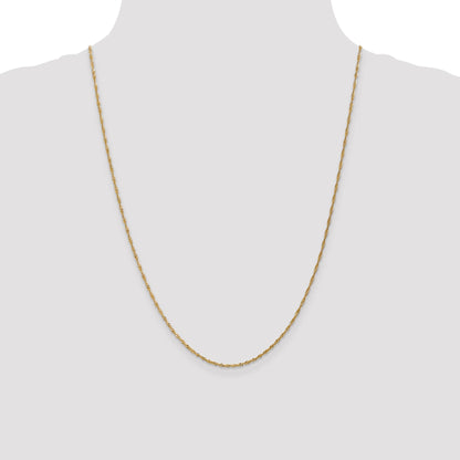 24 Inch 14K Yellow Gold 1.3mm Singapore Chain Necklace