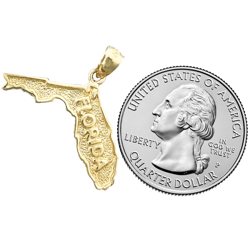 14K Gold Florida State Map Pendant