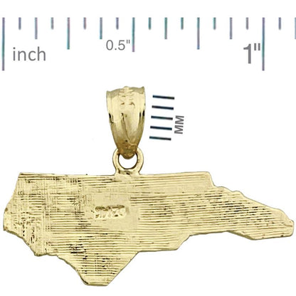 14K Gold North Carolina State Map Pendant