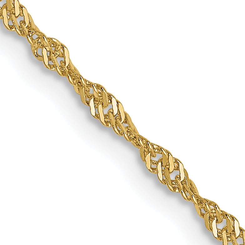 16 Inch 10K Yellow Gold 1.3 mm Singapore Chain Necklace