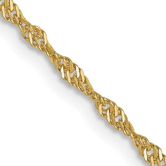 16 Inch 10K Yellow Gold 1.3 mm Singapore Chain Necklace
