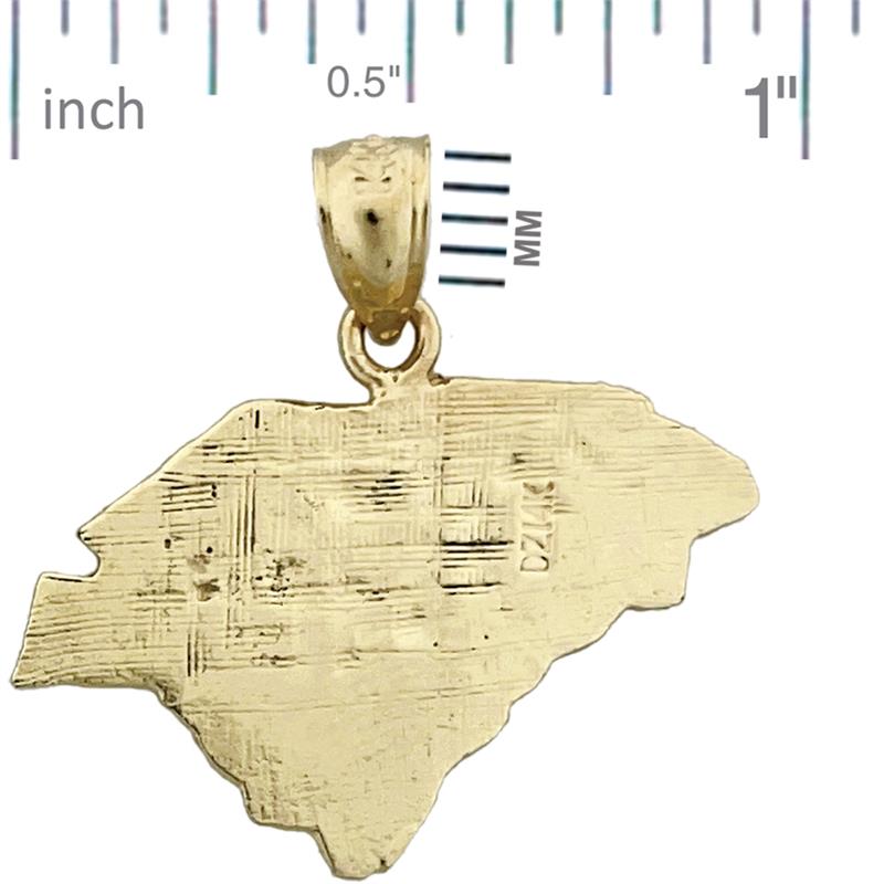 14K Gold South Carolina State Map Pendant