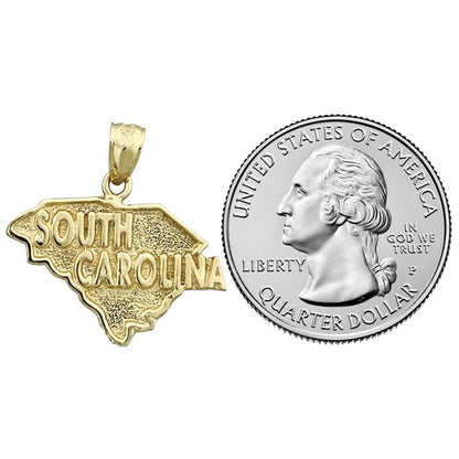 14K Gold South Carolina State Map Pendant