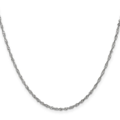16 Inch 14K White Gold 1.6mm Singapore Chain Necklace