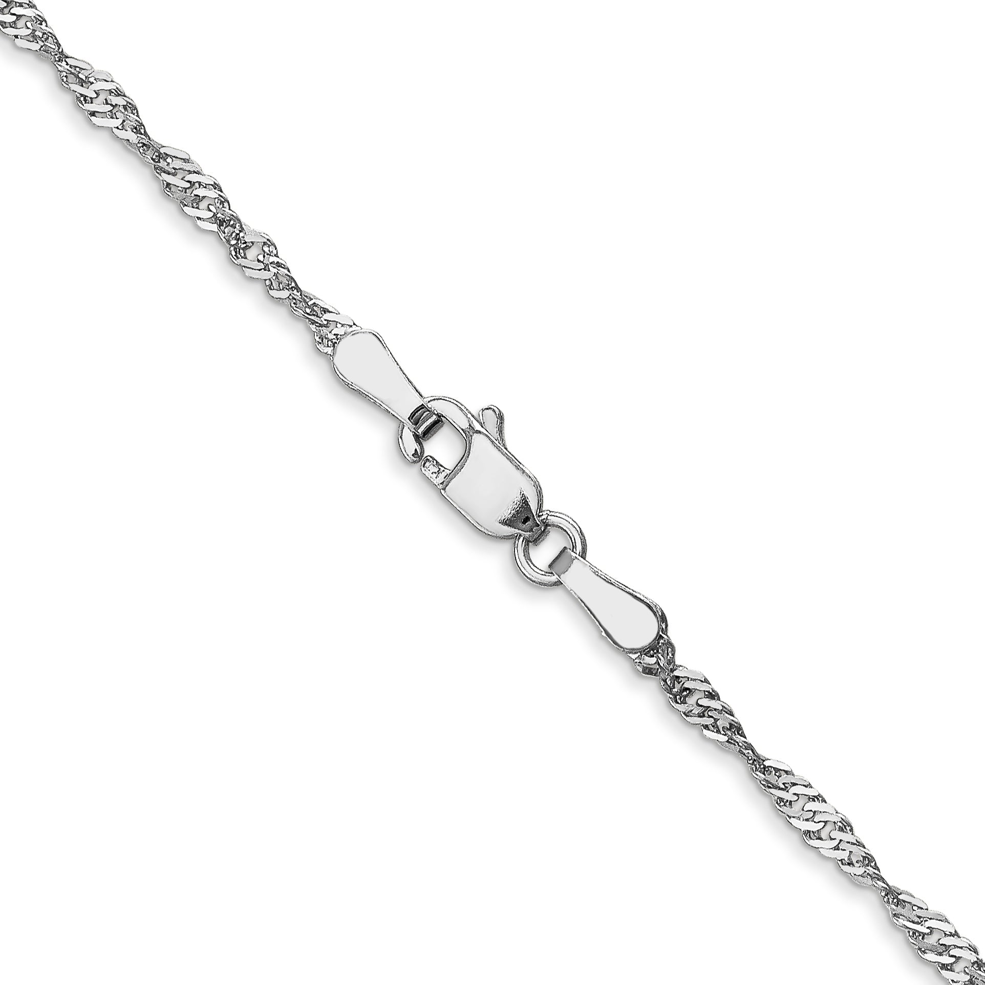 16 Inch 14K White Gold 1.6mm Singapore Chain Necklace