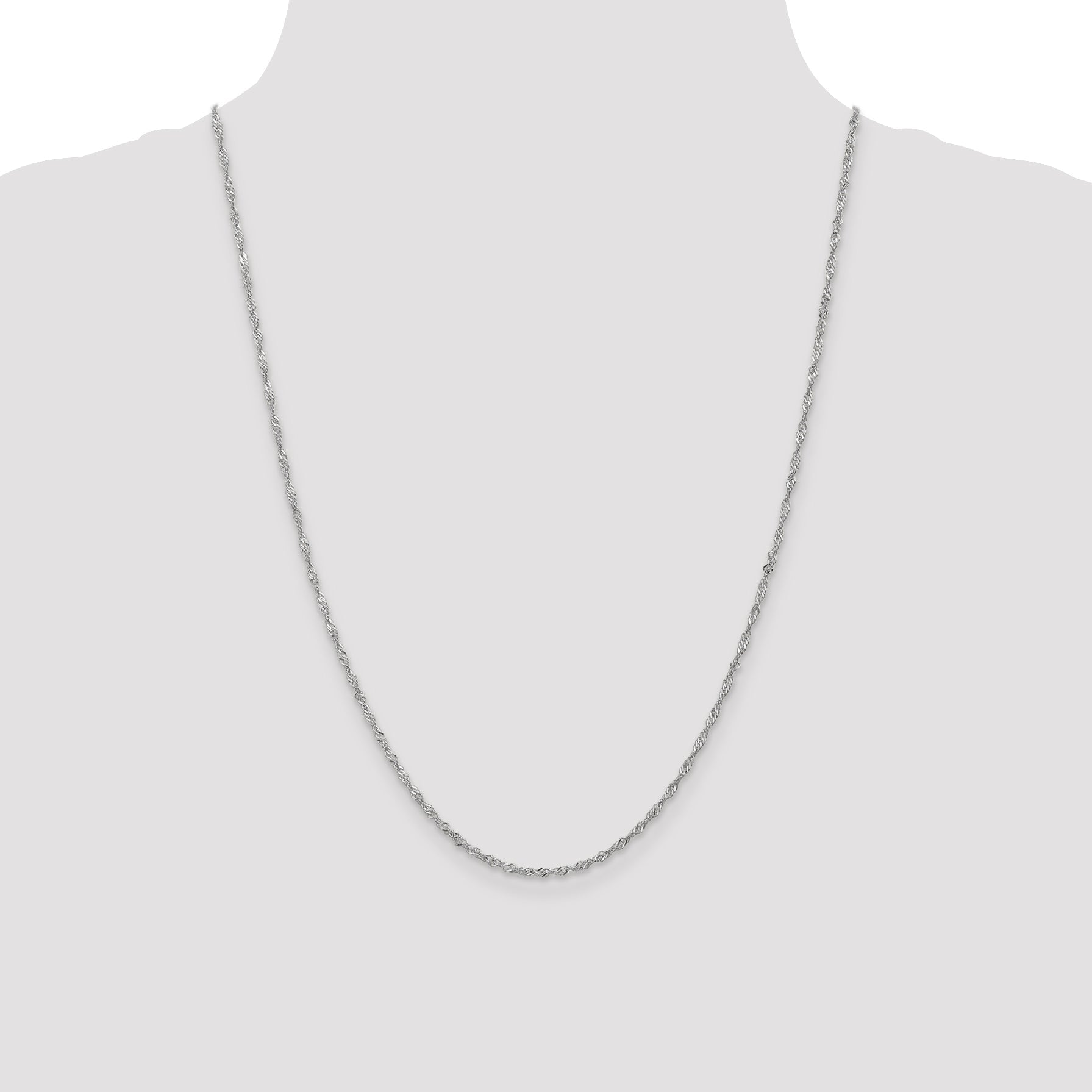 24 Inch 14K White Gold 1.6mm Singapore Chain Necklace