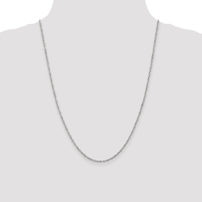 24 Inch 14K White Gold 1.6mm Singapore Chain Necklace