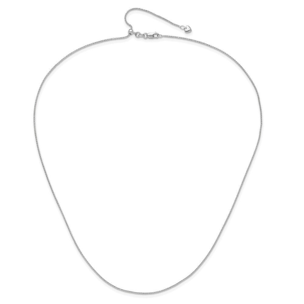 30 Inch 10K White Gold Adjustable 1mm Wheat Chain Necklace