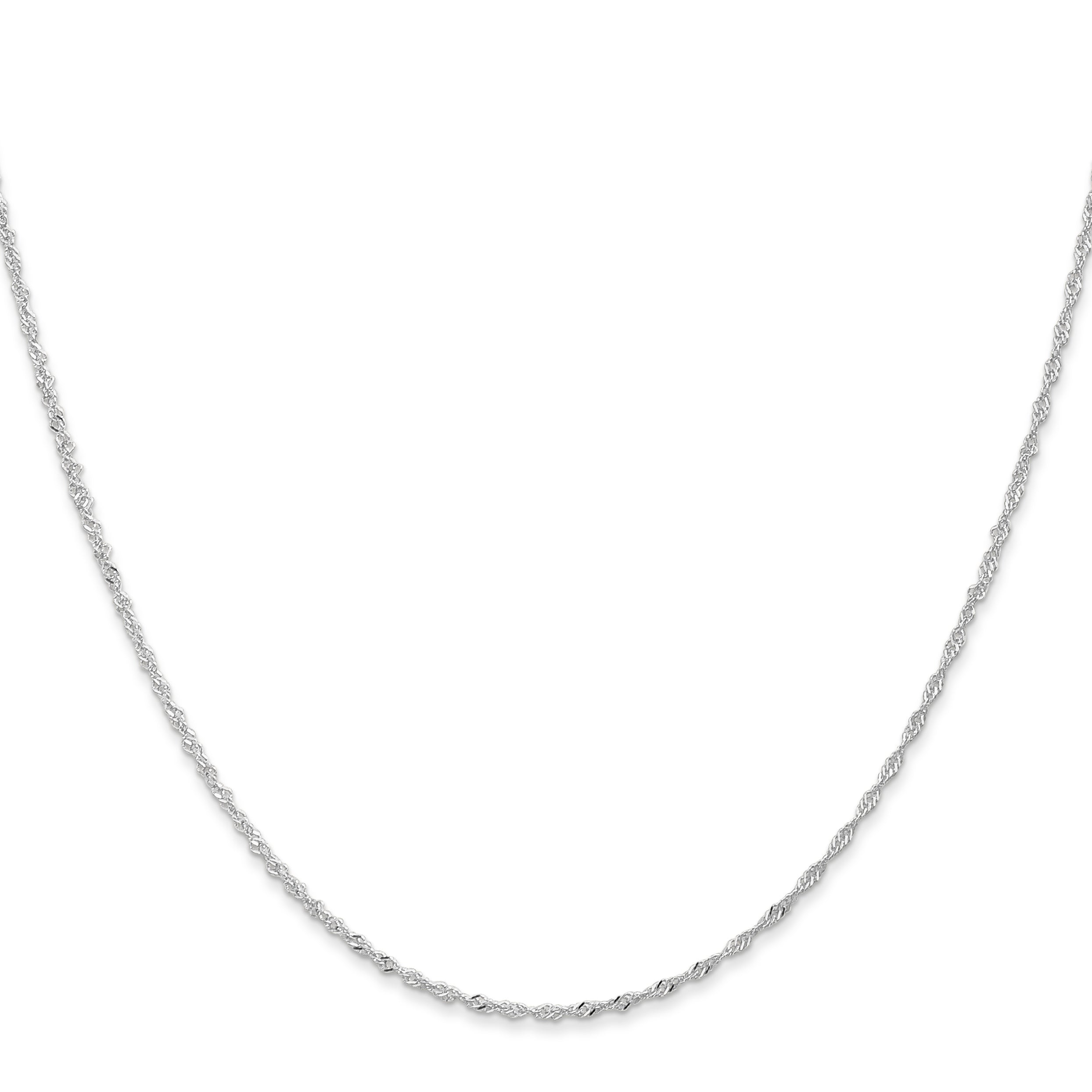 16 Inch 10K White Gold 1mm Singapore Chain Necklace