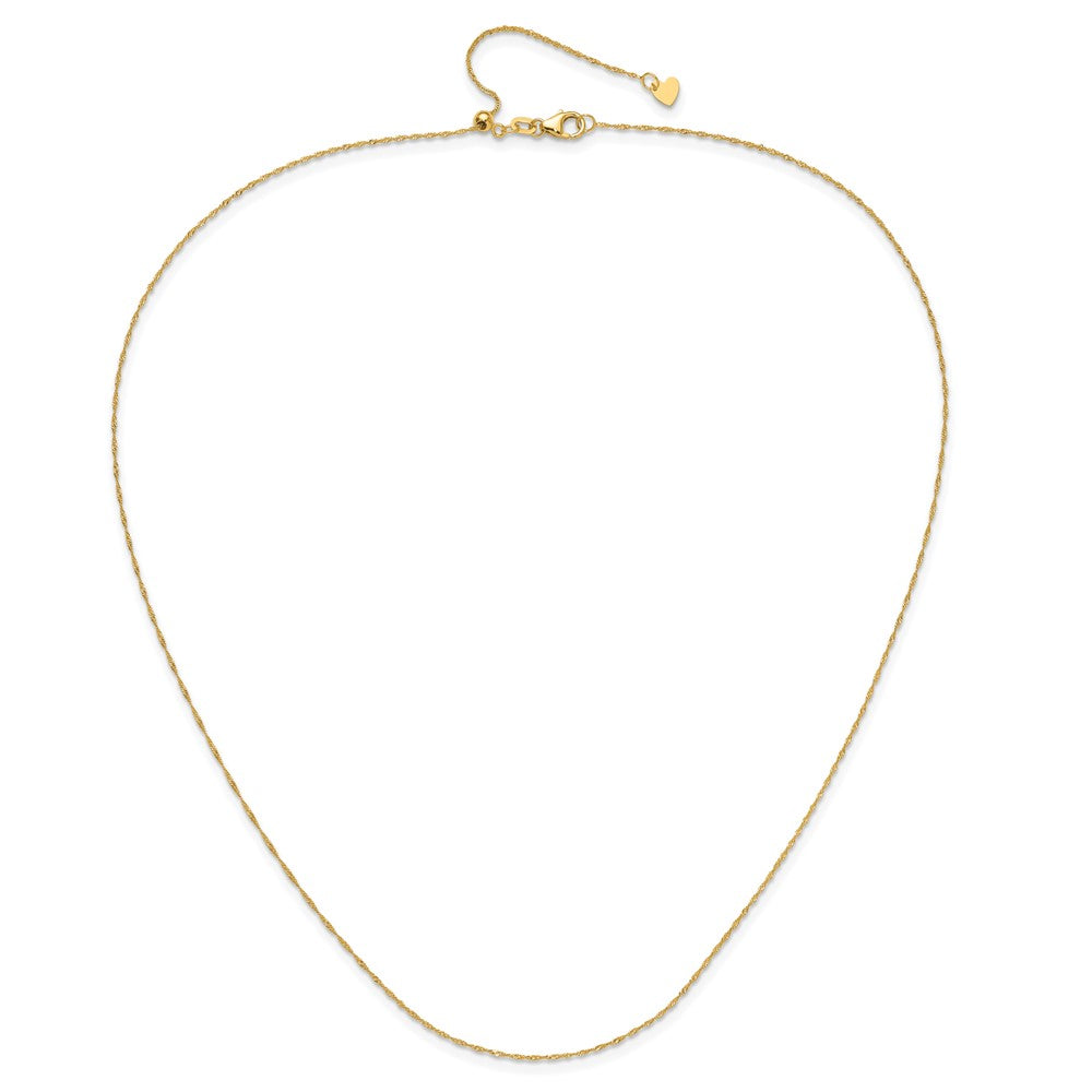 22 Inch 10K Adjustable 1mm Singapore Chain Necklace