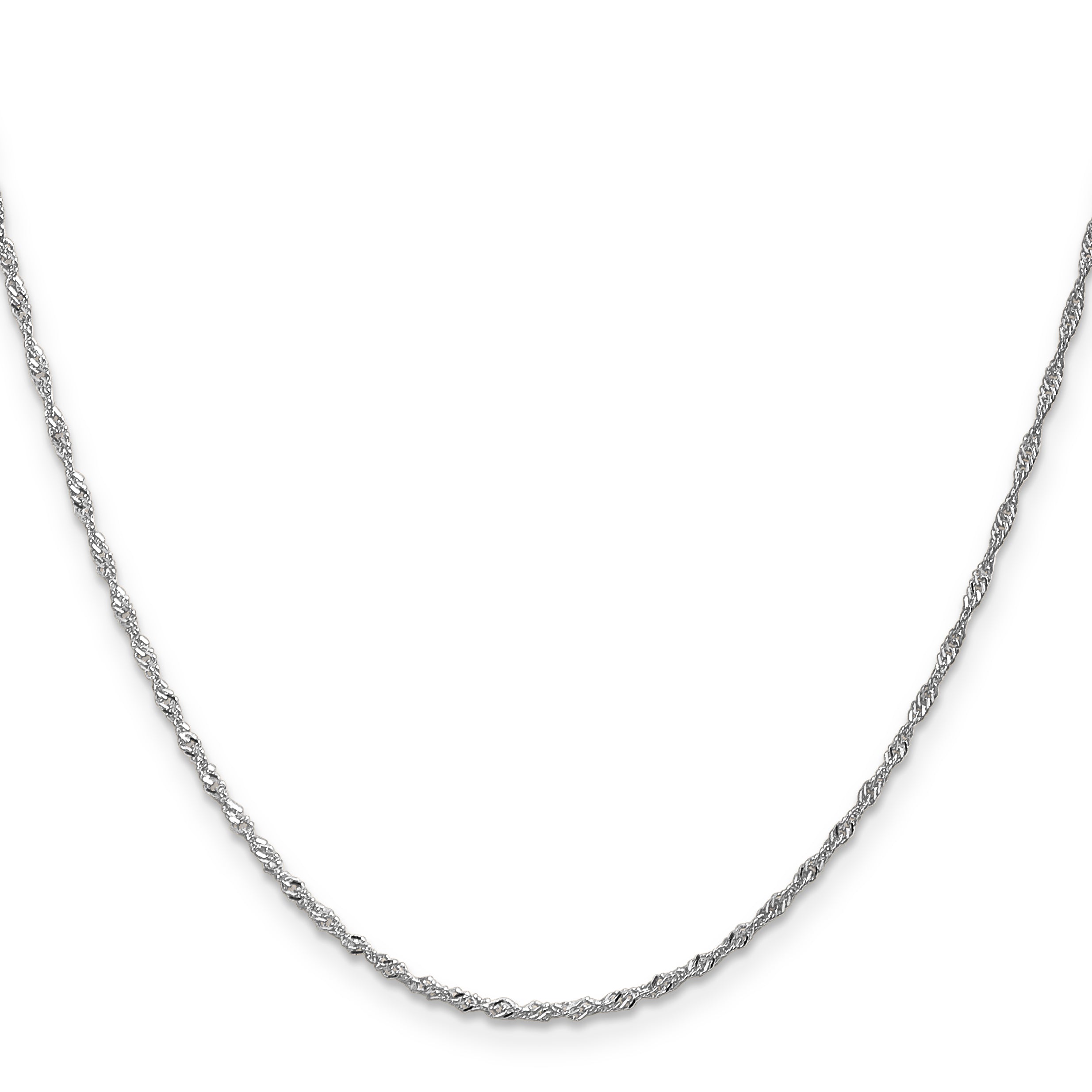 24 Inch 10K White Gold 1.3mm Singapore Chain Necklace