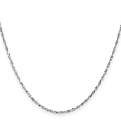 18 Inch 10K White Gold 1.3mm Singapore Chain Necklace