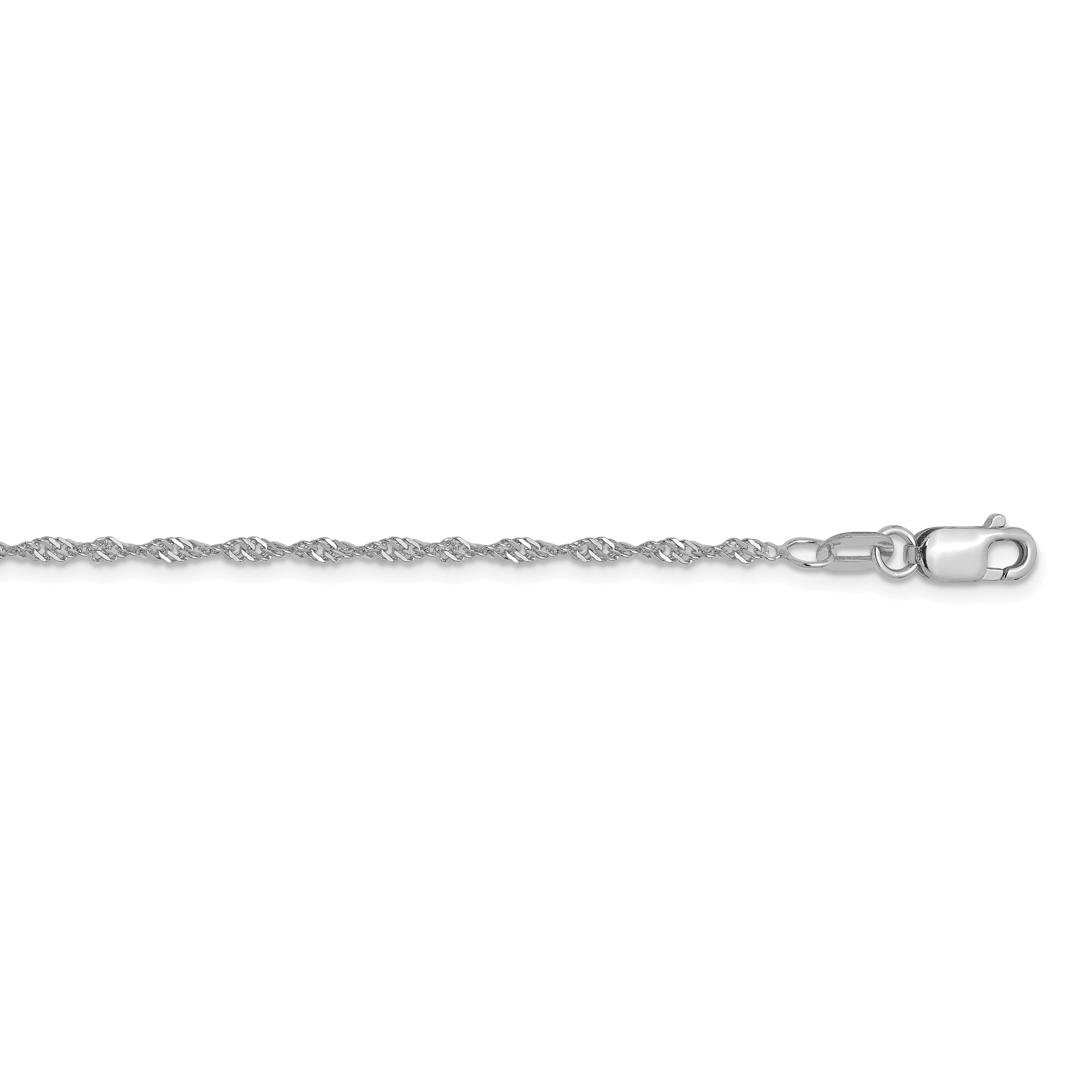 24 Inch 10K White Gold 1.3mm Singapore Chain Necklace