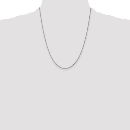 22 Inch 10K White Gold 1.3mm Singapore Chain Necklace