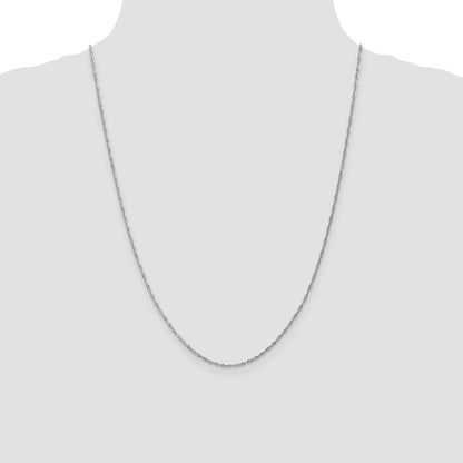 24 Inch 10K White Gold 1.3mm Singapore Chain Necklace