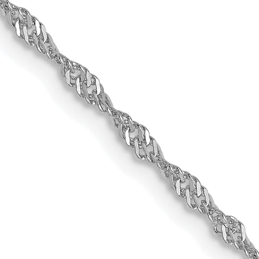 20 Inch 10K White Gold 1.3mm Singapore Chain Necklace