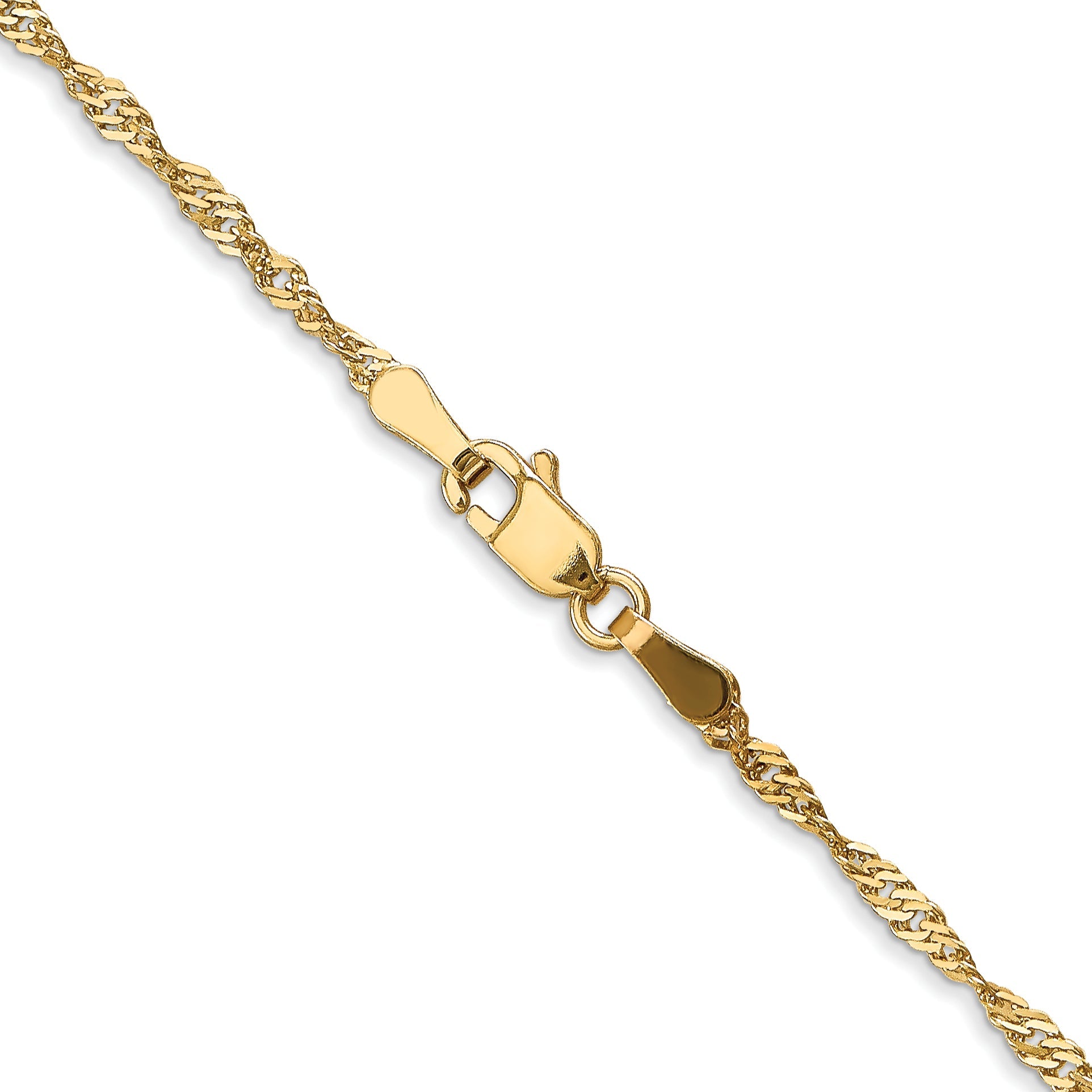 22 Inch 10K Yellow Gold 1.7 mm Singapore Chain Necklace